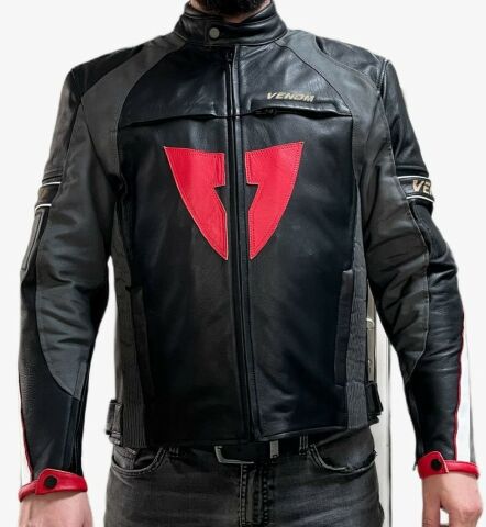 Venom D1 Hakiki Deri Racing Motosiklet Montu Siyah