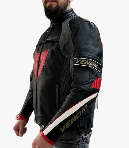 Venom D1 Hakiki Deri Racing Motosiklet Montu Siyah