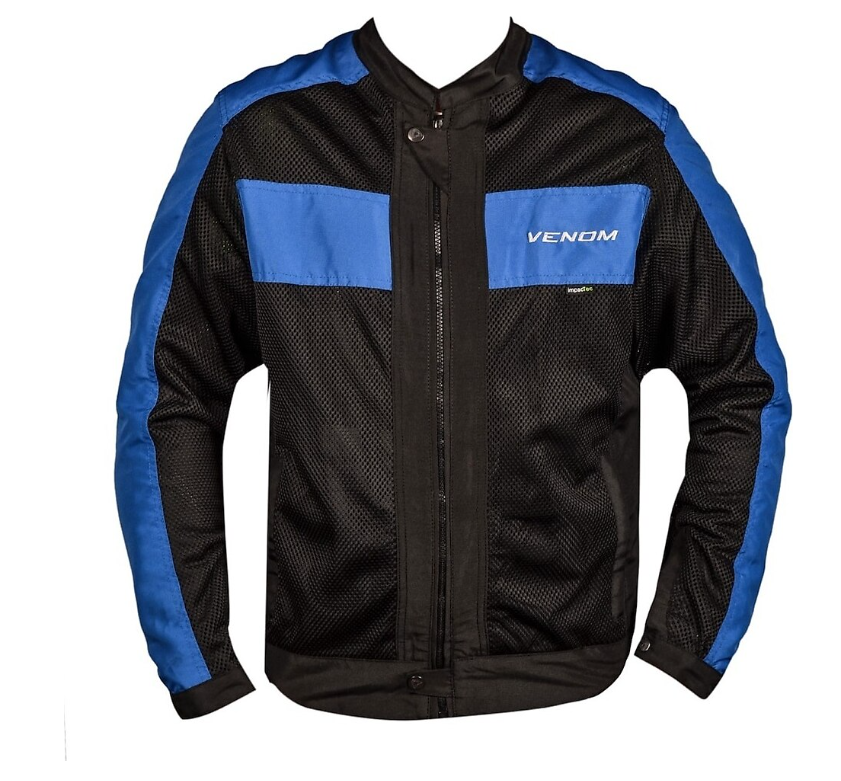 Venom Urban Full File Erkek Siyah - Mavi Ceket - Motosiklet Montu