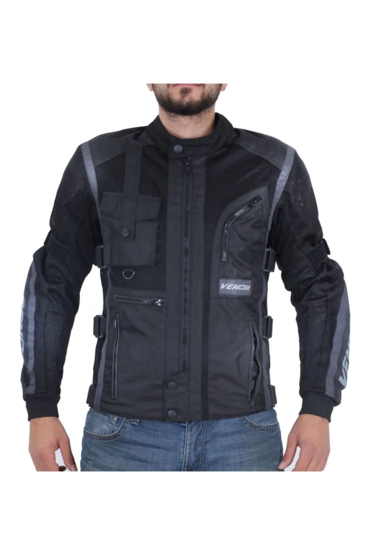 Venom Cargo Mesh Erkek Motosiklet Montu Gri-Siyah