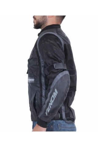 Venom Cargo Mesh Erkek Motosiklet Montu Gri-Siyah