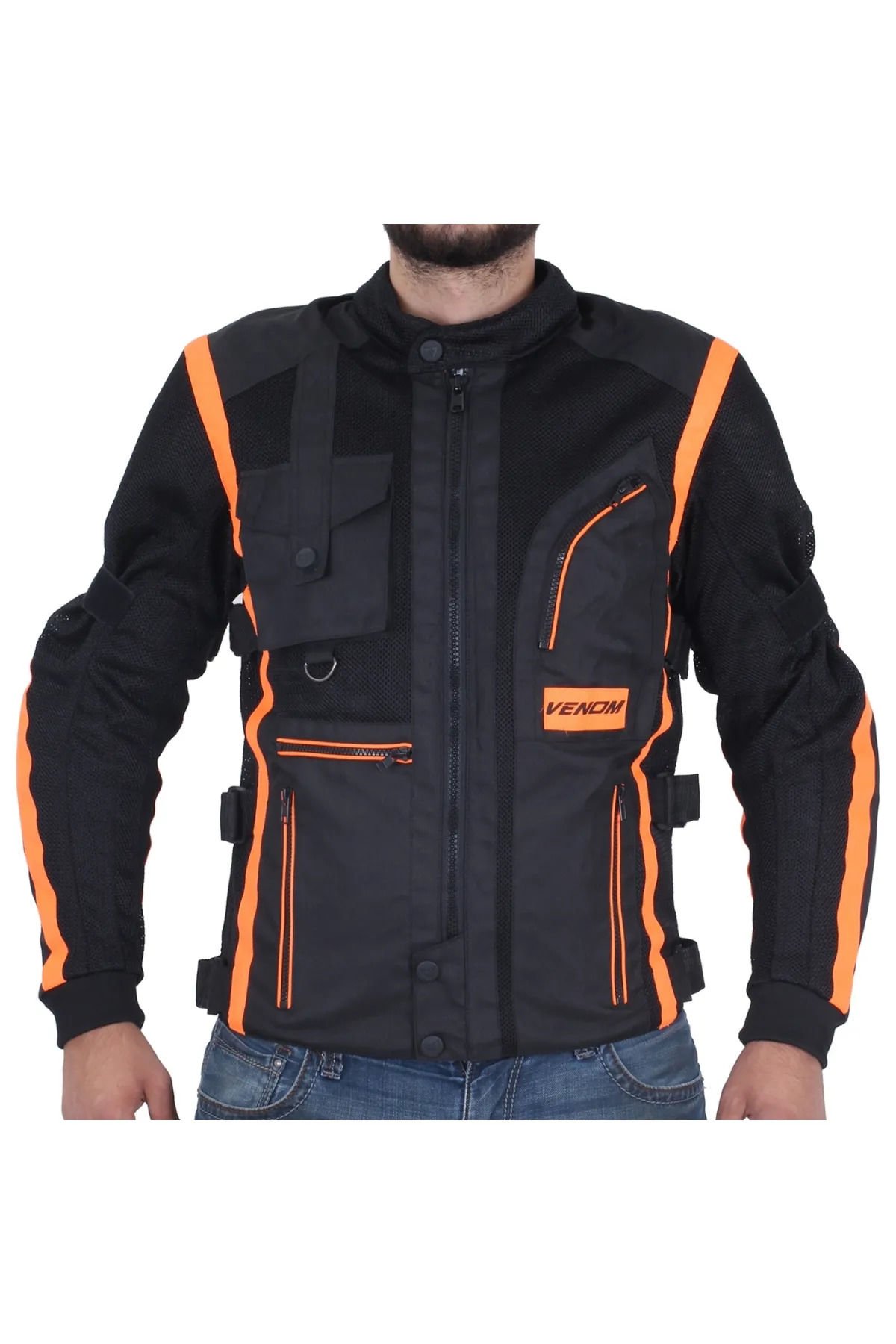 Venom Cargo Mesh Erkek Motosiklet Montu Turuncu - Siyah
