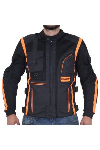 Venom Cargo Mesh Erkek Motosiklet Montu Turuncu - Siyah